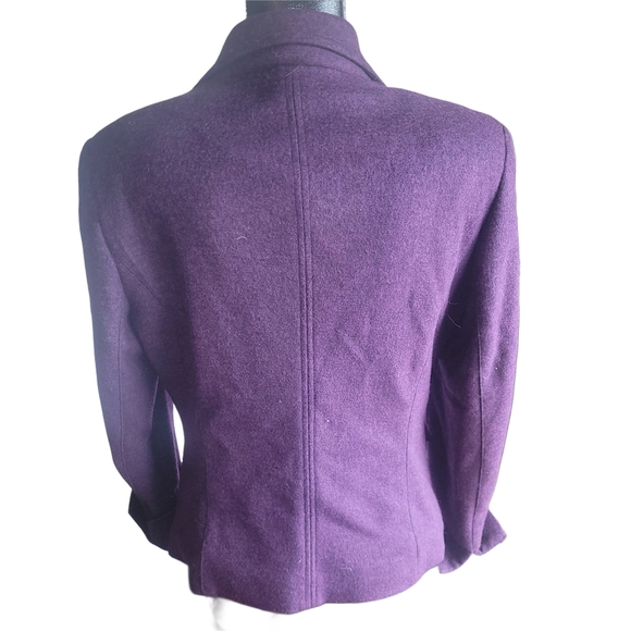Steilmann Plum Colored Wool Blend Asymmetrical Button Up Blazer Size 10 - Picture 6 of 7